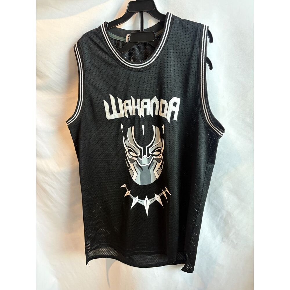 Black Panther T'Challa "Wakanda" Throwback Black Basketball Jersey Size XL Power